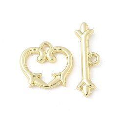 Золотой Застежка тоггл из сплава, без кадмия и без свинца, стойки покрытие, сердце замок, золотые, замок сердца: 12.5x13.5x1.5 мм, отверстие : 1.6 мм, бар: 6.5x19.5x1.5 mm, отверстие : 1.6 мм