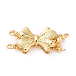 Golden Brass Box Clasps, Textured, Bowknot, Golden, 20x10.5x4.5mm, Hole: 2.6mm