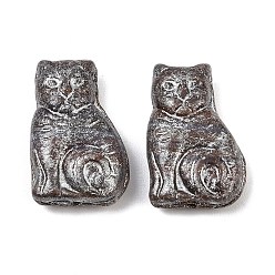 Серый Чешские прессованные стеклянные бусины, кошка, серые, 18x12.5x5.5 мм, отверстие : 1 мм, около 195 шт / упаковка