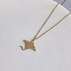 Fish Океан 201 подвески из нержавеющей стали для женщин, реальный 18 k позолоченный, рыба, 15.75 дюйм (40 см), Кулон : 19 мм