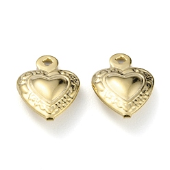 Real 24K Gold Plated Brass Charms, Cadmium Free & Lead Free, Long-Lasting Plated, Heart, Real 24K Gold Plated, 12x8.5x3.5mm, Hole: 1mm