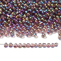 (DP256) Transparent Smoky Amethyst AB Миюки 3.4мм капельные бусины, японский бисер, прозрачные цвета AB, (dp256) прозрачный дымчатый аметист ab, 3.4x3 мм, отверстие : 0.65 мм, Около 8100 шт / 450 г