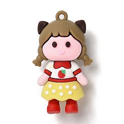 Светло-хаки Пластиковые большие подвески из пвх, девушка, светлый хаки, 57x33x21 мм, отверстие : 3 мм