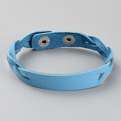 Светло-Голубой Простой браслет из искусственной кожи с пряжками, Небесно-голубой, 9-1/8 дюйм (23 см)