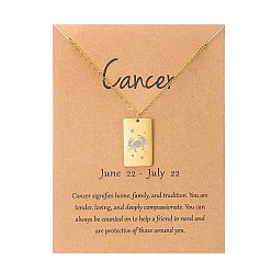 Рак Двенадцать созвездий подвески ожерелья, ожерелья из нержавеющей стали, золотые, рак, 15.75 дюйм (40 см)