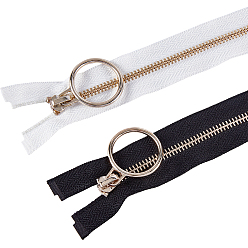 Mixed Color Nylon Garment Accessories, Zip-fastener Component Sets, Nylon and Brass Zipper & Alloy Zipper Puller, Light Gold, Mixed Color, 800~835x30x2mm, 2 colors, 2strand/color, 4strand/set