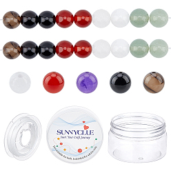 Mixed Stone DIY Round Gemstone Stretch Bracelets Making Kits, Including Natural Gemstone Beads, Elastic Thread, Beads: 8mm, Hole: 0.8~1.2mm, 100pcs/box
