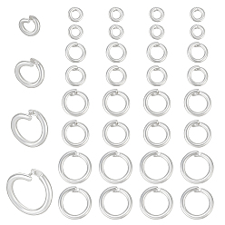 Silver 40Pcs 4 Styles Brass Open Jump Rings, Round, Silver, 5.5~12.5x1~1.5mm, Inner Diameter: 3~9mm, 15~18 Gauge