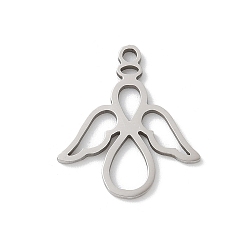 Нержавеющая Сталь Цвет 201 подвески из нержавеющей стали, ангельское очарование, анти-тускнение, лазерная резка, цвет нержавеющей стали, 18x16x1 мм, отверстие : 1.4 мм