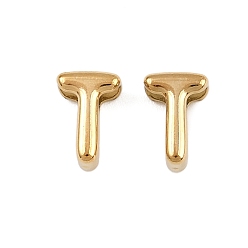 Letter T 304 прелести нержавеющей стали, буквы, ионное покрытие (ip), реальный 18 k позолоченный, Письмо T, 7.5x5x3.5 мм, отверстие : 1.8 мм