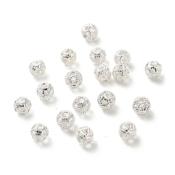 Серебро Стойки обшивки латунные бусины, долговечный, без свинца и без кадмия, круглые, серебряные, 4x4 мм, отверстие : 1 мм