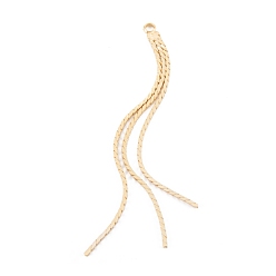 Настоящее золото 18K Латунные большие кулоны, долговечный, кисточка, реальный 18 k позолоченный, 60x3x1 мм, отверстие : 1.8 мм