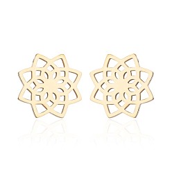 Цветок 304 из нержавеющей стали серьги, золотые, цветок, 10 мм