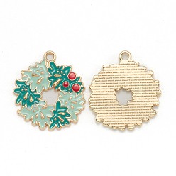 Бирюза Подвески из эмали и сплава, на Рождество, золотой свет, гирлянда, бирюзовые, 29x26x2 мм, отверстие : 2 мм