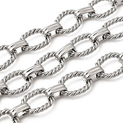 Нержавеющая Сталь Цвет 304 цепи с овальными звеньями из нержавеющей стали, несварные, с катушкой, цвет нержавеющей стали, 15x11.5x2.5 мм