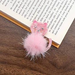 Pink Заколки для волос из плюшевой целлюлозы и ацетата аллигатора, аксессуары для волос для женщин и девочек, форма кошки, розовые, 53 мм