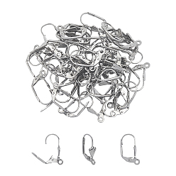 Stainless Steel Color 304 Stainless Steel Hoop Earrings, Leverback Hoop Earrings, Stainless Steel Color, 19.5x11x5.5mm, Hole: 1.5mm, pin: 0.8mm, 50pcs/box