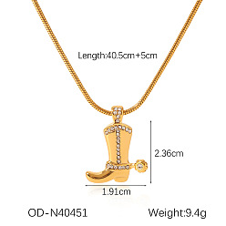 Shoes 304 кулон ожерелья из нержавеющей стали горный хрусталь, золотые, обуви, 15.94 дюйм (40.5 см)
