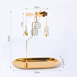 Золотой Тканая сетка/паутина с железным пером, вращающийся деревянный подсвечник для чайной свечи в виде лошади, для любителей свечей, романтическая свадьба, Рождественская вечеринка (не включая поднос для полотенец), золотые, 200 мм