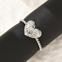 Нержавеющая Сталь Цвет Сердце 304 открытые манжеты из нержавеющей стали для женщин, цвет нержавеющей стали, Сердце: 8.5x10 mm, внутренний диаметр: регулируемый