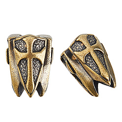 Or Antique 2pcs perles européennes en laiton, croix, Perles avec un grand trou   , Or antique, 17.5x13mm, Trou: 5.3x5.5mm