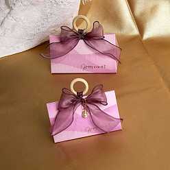 Серо-розавый Коробки для упаковки подарков из бумаги и конфет в европейском стиле с лентой и деревянной ручкой, складные ящики для хранения на свадьбу, увядшая роза, 75x127x75 мм