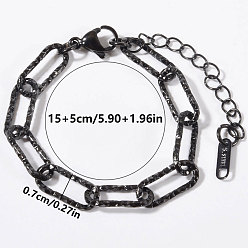 Черный 304 Браслеты из нержавеющей стали в виде цепочек с текстурой скрепки для женщин, чёрные, 5.91 дюйм (15 см)