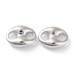 Real Platinum Plated Brass Connector Charms, Oval Links, Cadmium Free & Nickel Free & Lead Free, Real Platinum Plated, 11x14.5x5mm, Hole: 4mm
