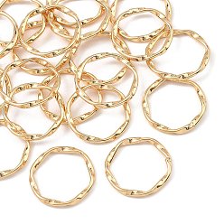 Real 18K Gold Plated SHEGRACE Brass Linking Rings, Textured Twisted Ring Shape, Lead Free & Cadmium Free & Nickel Free, Real 18K Gold Plated, 19x20x2mm, inner size: 17x15.5mm