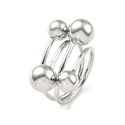 Платина Покрытие стойки латунные круглые шарики открытое кольцо манжеты, долговечный, без свинца и без кадмия, платина, размер США 10 1/2 (20.1 мм)