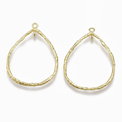 Без Покрытия Латунные 2 подвески с петлевыми звеньями, без никеля , слеза, сырой (без покрытия), 41.5x30.5x4 мм, отверстие : 1.8 мм