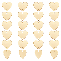 Настоящее золото 18K 24 шт. латунные подвески для разъемов, без никеля , сердечные ссылки, реальный 18 k позолоченный, 17x18.5x1 мм, отверстие : 1.4 мм