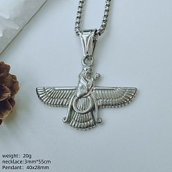 Нержавеющая Сталь Цвет 304 Женские подвески-ожерелья из нержавеющей стали с символом орла Фарвахар, не тускнеет, цвет нержавеющей стали, 21.65 дюйм (55 см)