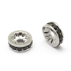 Платинированный Латунь микро проложить класс aaa кубический цирконий шарик прокладки, без кадмия, без никеля и без свинца, плоско-круглые, Реальная платина, 8x3 мм, отверстие : 2 мм