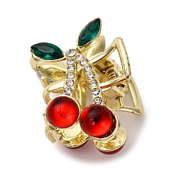 Золотой Заколки-когти из вишневого сплава, аксессуары для волос для женщин и девочек, смолой и горный хрусталь, золотые, 20x29.5x22.5 мм