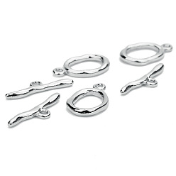 Платина Латуни Переключить застежками, овальные, платина, овальный : 12x20 mm, бар: 23.5 mm, 5 шт / комплект
