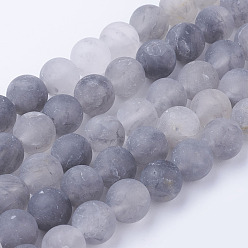 Cloudy Quartz Natural Cloudy Quartz Bead Strands, Frosted, Round, 10~10.5mm, Hole: 1.5mm, about 38pcs/strand, 15.3 inch(39cm)