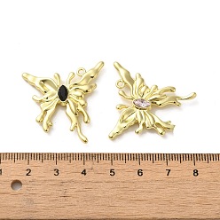 Золотой Подвески из сплава микропаве с кубическим цирконием, окрашенные распылением, очарование бабочки, золотые, 32x30x5 мм, отверстие : 1.6 мм