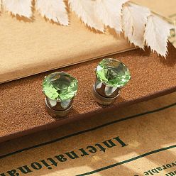 Светло-зеленый Серьги-клипсы с фианитами, магнитные серьги из нержавеющей стали без проколов, цвет нержавеющей стали, алмаз, светло-зеленый, 8 мм