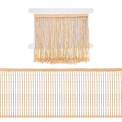 Oro 1 Cinta de borlas con cuentas de vidrio de una yarda, recorte de cuentas, oro, 155 mm