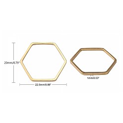 Light Gold Brass Linking Rings, Hexagon, Light Gold, 20x22.5x1mm, about 1000pcs/bag