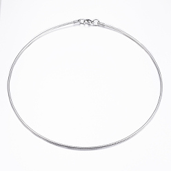 Edelstahl Farbe Anlaufgeschützt 304 Schlangenketten aus Edelstahl, mit Karabiner, Edelstahl Farbe, 17.72 Zoll (45 cm), 2 mm