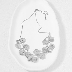 Серебро Модные ожерелья-слайдеры из цинкового сплава в форме листа для женщин, серебряные, 22.83 дюйм (58 см)