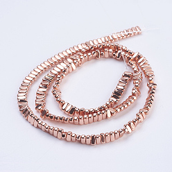 Гальванический Розовый Золотой Гальванизировать немагнитных синтетический гематит бисер пряди, прямоугольные, покрытием из розового золота, 4x2x2 мм, отверстие : 1 мм, около 207 шт / нитка, 15.5 дюйм (39.5 см)