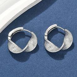 Платинированный Латунные серьги обруча, твист, Реальная платина, 19.5x20x6.5 мм