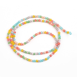 Mixed Color Faceted Glass Beads Strands, Rondelle, Imitation Jade Style, Mixed Color, 2~2.5x1.5~2mm, Hole: 0.6mm, about 187pcs/Strand, 12.91 inch(32.8cm)