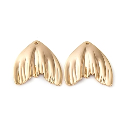 Настоящее золото 18K Латунные подвески, без кадмия, без никеля и без свинца, рыбий хвост, реальный 18 k позолоченный, 15.5x15.5x1.5 мм, отверстие : 0.9 мм