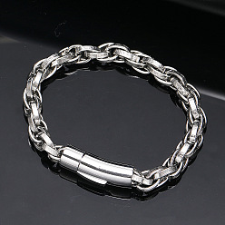 Нержавеющая Сталь Цвет 304 браслеты из нержавеющей стали с цепочкой для мужчин и женщин, с застежкой, цвет нержавеющей стали, 8.27 дюйм (21 см)