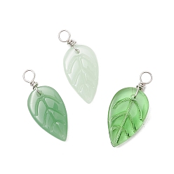 Платина 3 кулоны лэмпворк ручной работы, лист, платина, 23x10~10.5x3 мм, отверстие : 3 мм