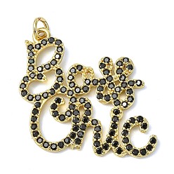 Настоящее золото 18K Латунные микро проложить кубического циркония подвески, стильные шармы босса слов, долговечный, стойки покрытие, без свинца и без кадмия, реальный 18 k позолоченный, 29.5x31x2 мм, отверстие : 3.5 мм